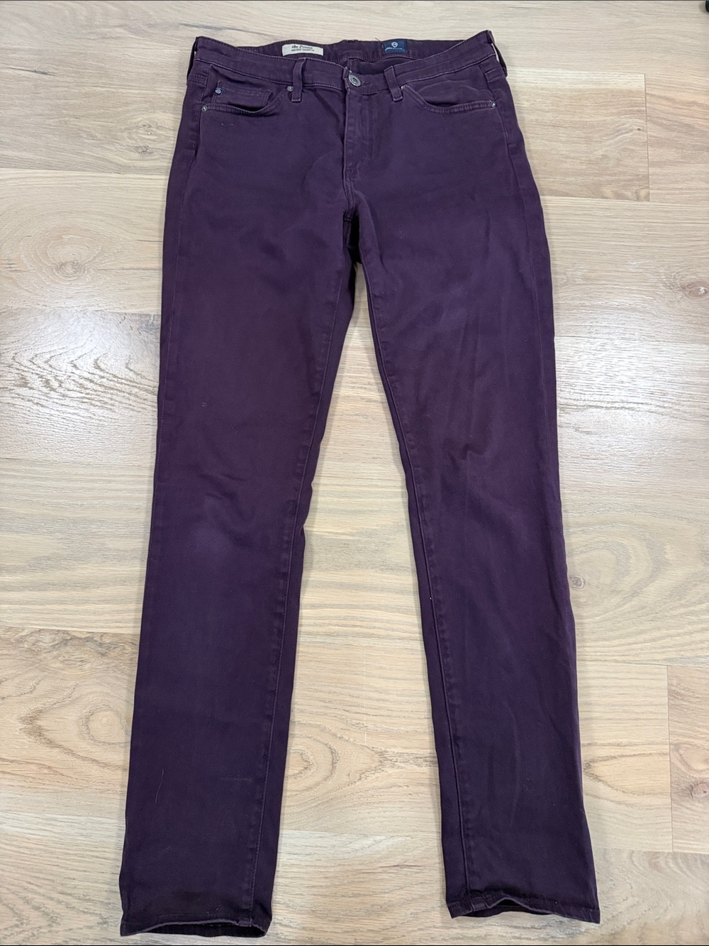AG Adriano Goldschmied The Prima Mid-Rise Cigarette Jeans Plum Purple 26R